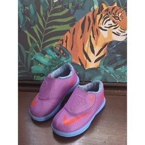 Nike KD Kids Purple Slip-On Sneakers with Orange Swoosh and Light Blue Sole